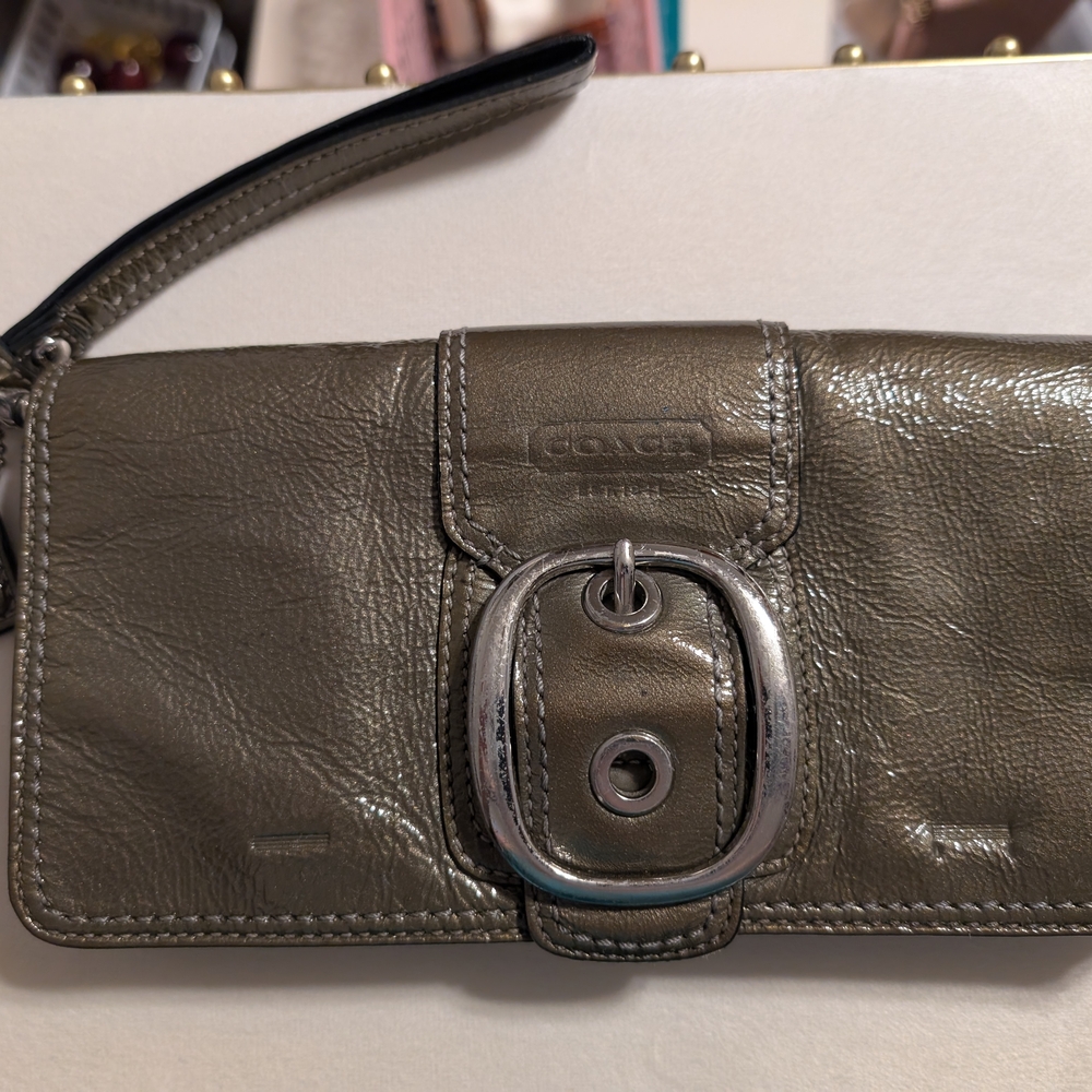Coach Vintage Soho Olive Green Patent Leather Wristlet